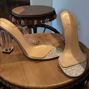 Pretty Little Thing Clear Heels (glitter base)